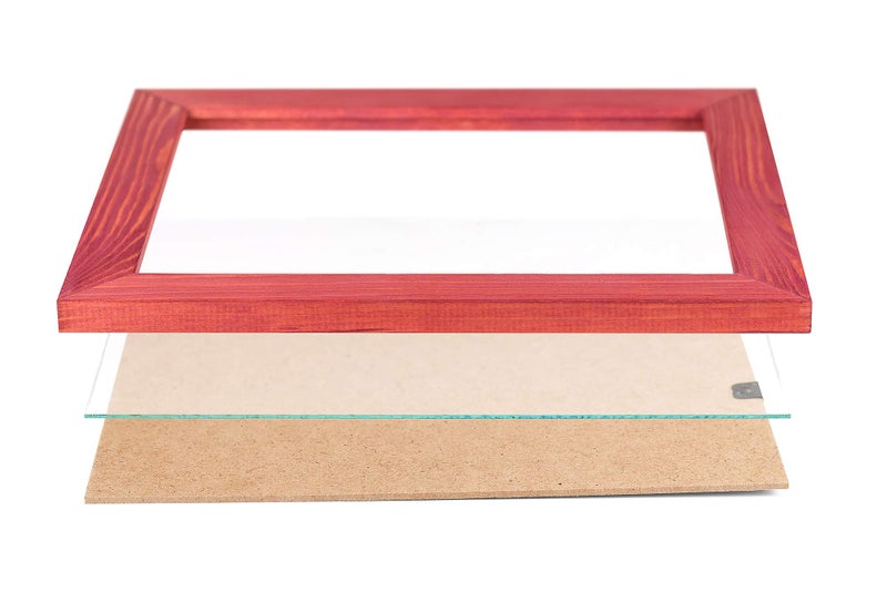 Woodside Rustic Wooden Picture Frame 11x14 Inch- 100% Natural Solid Eco Distressed Wood for Wall Mounting Photo Frame - Red - Image 3